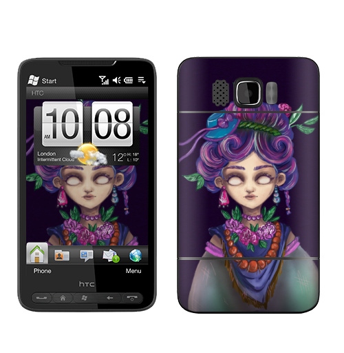 Наклейка на Телефон HTC HTC HD2 Шаманка в цветах,  купить в Москве – интернет-магазин Allskins, лес, магия, духи, графика