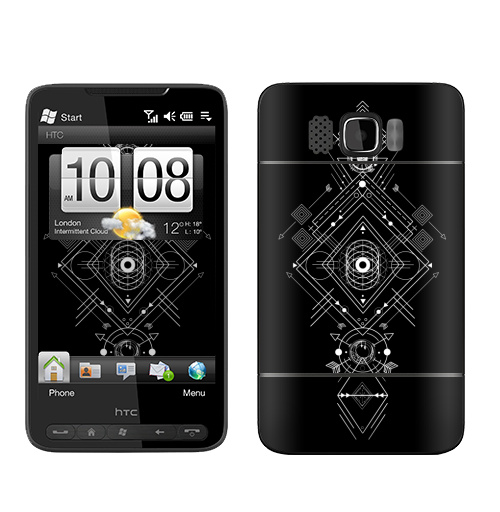 Наклейка на Телефон HTC HTC HD2 Мистическая геометрия,  купить в Москве – интернет-магазин Allskins, монохром, мистический, геометрический, геометрия, фигуры