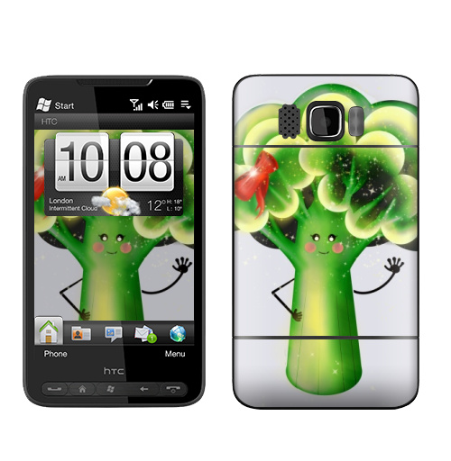 Наклейка на Телефон HTC HTC HD2 Бьюти Брокколи,  купить в Москве – интернет-магазин Allskins, овощи, брокколи, бант