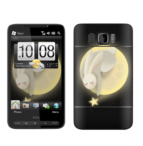 Наклейка на Телефон HTC HTC HD2 Лунный зайка,  купить в Москве – интернет-магазин Allskins, звездноенебо, ночь, луна, зайяц
