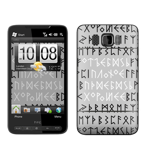 Наклейка на Телефон HTC HTC HD2 Руны,  купить в Москве – интернет-магазин Allskins, продажи_надписи, черно-белое, этно, магия, надписи, прикольные_надписи, остроумно, крутые надписи, 300 Лучших работ