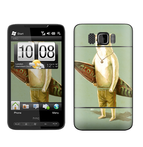 Наклейка на Телефон HTC HTC HD2 Алоха,  купить в Москве – интернет-магазин Allskins, серфинг, медведь, лето, 300 Лучших работ
