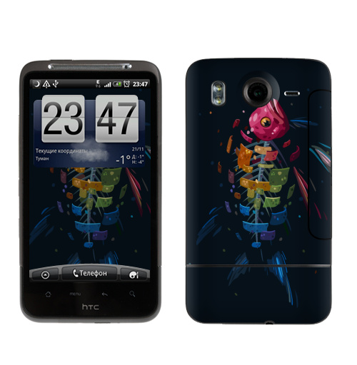 Наклейка на Телефон HTC HTC Desire HD Мистическая Рыба,  купить в Москве – интернет-магазин Allskins, подводный, рыба, сюрреализм, морская, радуга, чешуя