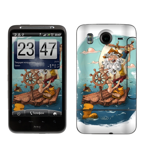 Наклейка на Телефон HTC HTC Desire HD Главное - плыть вперед!,  купить в Москве – интернет-магазин Allskins, пират, морская, плот, оптимизм, персонажи, борода