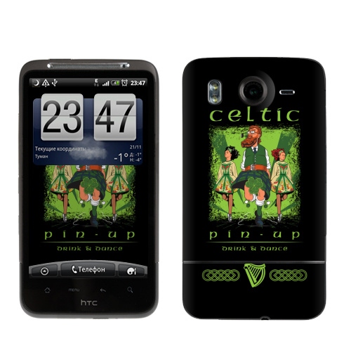 Наклейка на Телефон HTC HTC Desire HD Кельтский пинап,  купить в Москве – интернет-магазин Allskins, сарказм, персонажи, девушка, алкоголь, пикник, танцы, Ирландия, кельт