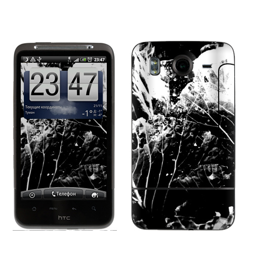 Наклейка на Телефон HTC HTC Desire HD Растительное,  купить в Москве – интернет-магазин Allskins, черно-белое, лесной, природа, листья, Темная, черный, графика, растительный, растение
