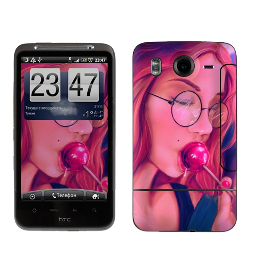 Наклейка на Телефон HTC HTC Desire HD Девушка с чупачупсом,  купить в Москве – интернет-магазин Allskins, девушка, чупачупс, конфетти, розовый, молодость