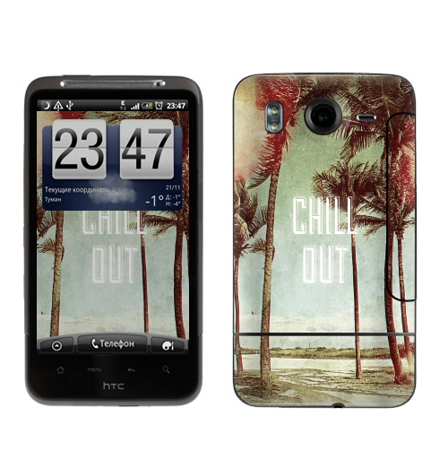 Наклейка на Телефон HTC HTC Desire HD Chil! Out,  купить в Москве – интернет-магазин Allskins, винтаж, лето, природа, пальмы, текстура, чилл