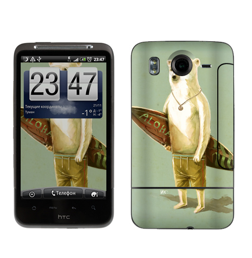 Наклейка на Телефон HTC HTC Desire HD Алоха,  купить в Москве – интернет-магазин Allskins, серфинг, медведь, лето, 300 Лучших работ