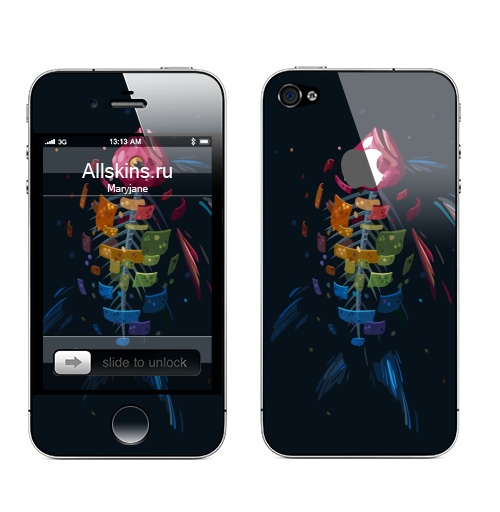 Наклейка на Телефон Apple iPhone 4S, 4 (с яблоком) Мистическая Рыба,  купить в Москве – интернет-магазин Allskins, подводный, рыба, сюрреализм, морская, радуга, чешуя
