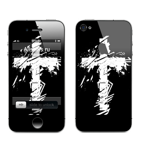 Наклейка на Телефон Apple iPhone 4S, 4 (с яблоком) Крест во всю грудь,  купить в Москве – интернет-магазин Allskins, черно-белое, татуировки, гранж, крест, христианство, святое, черный