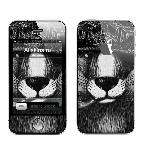 Наклейка на Телефон Apple iPhone 4S, 4 (с яблоком) Лис бандит. это пахнет ёлкой,  купить в Москве – интернет-магазин Allskins, крутые животные, животные, зима, любовь, кровь, хитрый, bandit, лиса, милые животные