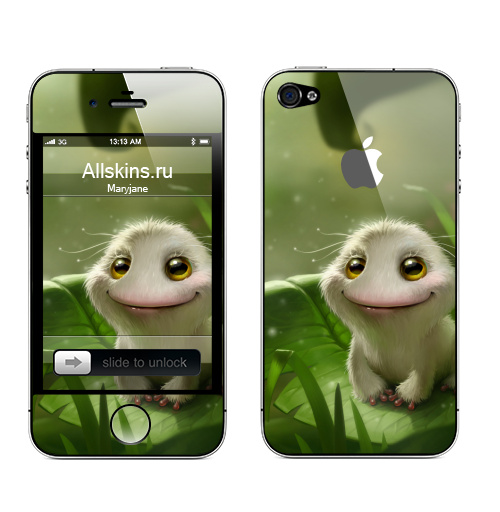 Наклейка на Телефон Apple iPhone 4S, 4 (с яблоком) Лягушка выздоровела,  купить в Москве – интернет-магазин Allskins, милые животные, лягушка, белая, пушистая, животные, глаз, мило, красота, реализм, выздоровела