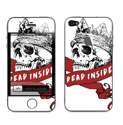 Наклейка на Телефон Apple iPhone 4S, 4 (с яблоком) Мертв внутри,  купить в Москве – интернет-магазин Allskins, череп, смерть