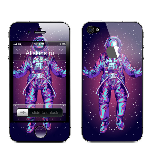 Наклейка на Телефон Apple iPhone 4S, 4 (с яблоком) Космическая левитация,  купить в Москве – интернет-магазин Allskins, космос, звезда, синий