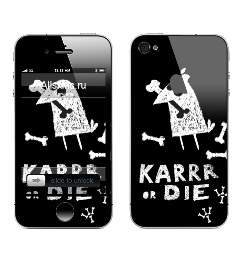 Наклейка на Телефон Apple iPhone 4S, 4 (с яблоком) Deadcrow,  купить в Москве – интернет-магазин Allskins, надписи, графика, ворона, кости, птицы, скелет, хэллоуин, череп, черно-белое, черный, надписи на английском, 300 Лучших работ