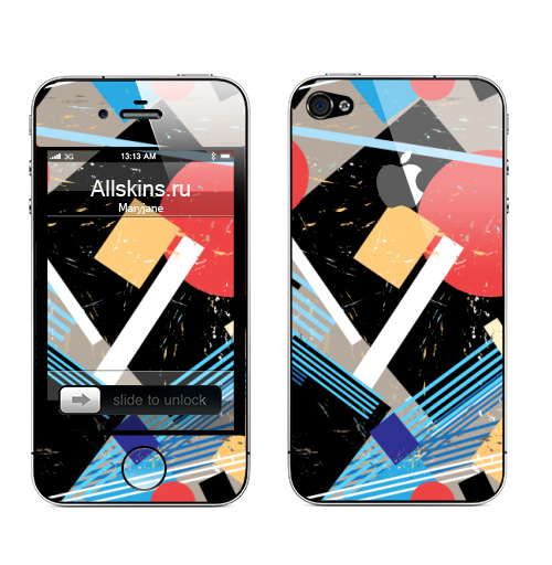 Наклейка на Телефон Apple iPhone 4S, 4 (с яблоком) Авангард,  купить в Москве – интернет-магазин Allskins, графика, абстракция, мода, авангард, геометрия, паттерн, ткань