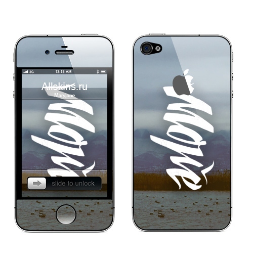 Наклейка на Телефон Apple iPhone 4S, 4 (с яблоком) Море леттеринг,  купить в Москве – интернет-магазин Allskins, черно-белое, леттериннг, надписи, морская, каллиграфия