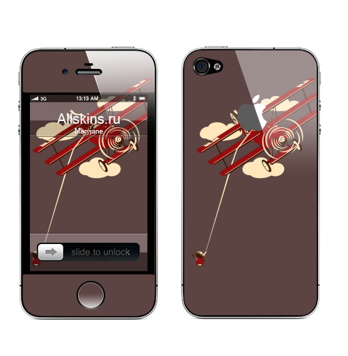 Наклейка на Телефон Apple iPhone 4S, 4 (с яблоком) Pilot,  купить в Москве – интернет-магазин Allskins, 300 Лучших работ, девушка, самолет, военные, детские, мужские