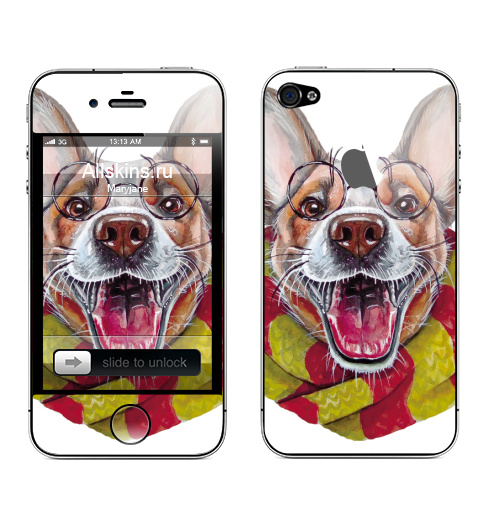 Наклейка на Телефон Apple iPhone 4S, 4 (с яблоком) Гарри Дог Плоттер,  купить в Москве – интернет-магазин Allskins, крутые животные, Гарри, собаки