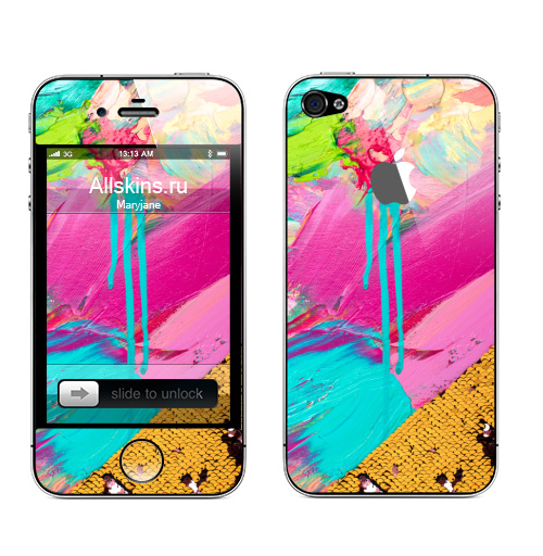 Наклейка на Телефон Apple iPhone 4S, 4 (с яблоком) Новый образ,  купить в Москве – интернет-магазин Allskins, краски, мазки, плакат, утро, радость, лето, образ, независимость, настроение