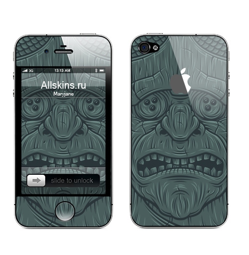 Наклейка на Телефон Apple iPhone 4S, 4 (с яблоком) ЗНАЮЩИЙ,  купить в Москве – интернет-магазин Allskins, мистика, демоны, Япония, японская, персонажи, страшно, страшная, маска, лицо, Темная, манга, иллюстация, камера, скульптура