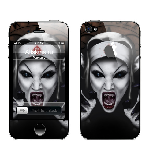 Наклейка на Телефон Apple iPhone 4S, 4 (с яблоком) Пора обняться,  купить в Москве – интернет-магазин Allskins, мистика, для влюбленных, вампиры, дьявол, хоррор, хэллоуин, магия, укус, вурдалак, девушка