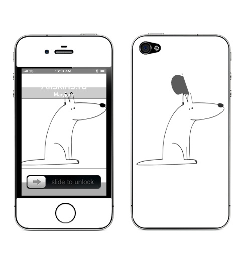 Наклейка на Телефон Apple iPhone 4S, 4 (с яблоком) Собака сидит,  купить в Москве – интернет-магазин Allskins, собакаулыбака, собаки, волк, линейное, графика, белаясобака, животное, Смотрящий, природа, лаконичное, персонажи, детские, мужские, ветеринар
