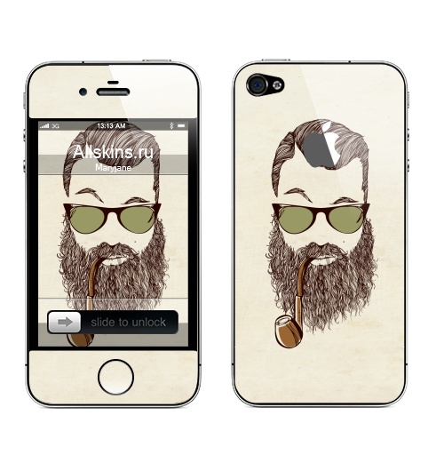 Наклейка на Телефон Apple iPhone 4S, 4 (с яблоком) Верьте мне, у меня есть борода,  купить в Москве – интернет-магазин Allskins, люди, человек, волосы, очки, трубка, хипстер, капитан, мужик, борода