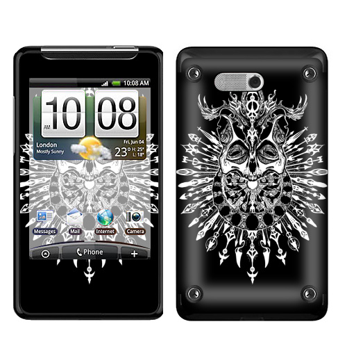 Наклейка на Телефон HTC HTC Gratia Черепокот второй,  купить в Москве – интернет-магазин Allskins, черно-белое, хэллоуин, графика, оккультизм, хоррор, череп, кошка