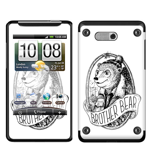 Наклейка на Телефон HTC HTC Gratia Брат Медведь,  купить в Москве – интернет-магазин Allskins, надписи, пасека, брат, графика, медведь
