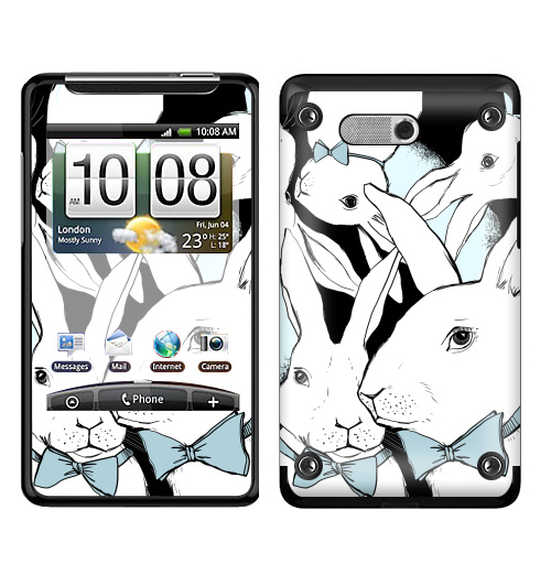 Наклейка на Телефон HTC HTC Gratia Boys Bunny,  купить в Москве – интернет-магазин Allskins, заяц, бабочки, зима