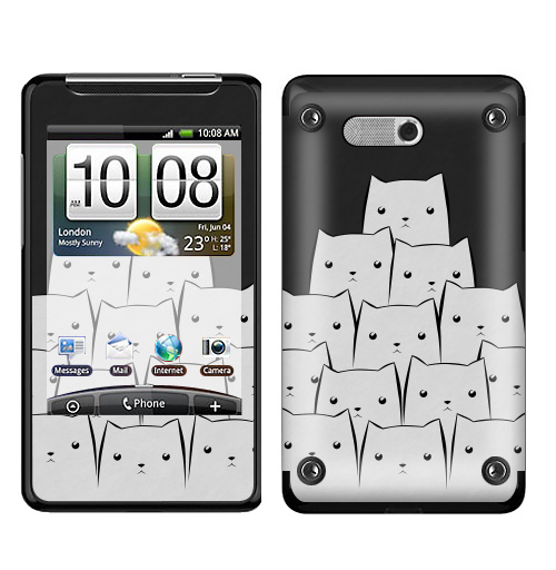 Наклейка на Телефон HTC HTC Gratia White Cats,  купить в Москве – интернет-магазин Allskins, уши, черный, кошка, белый, животные, черно-белое, 300 Лучших работ