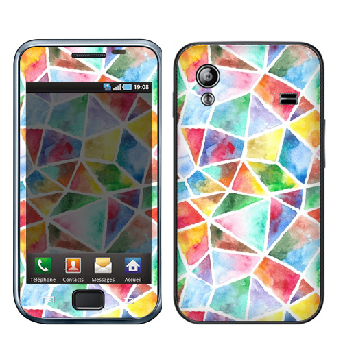 Наклейка на Телефон Samsung Galaxy Ace (S5830) Акварельная мозаика,  купить в Москве – интернет-магазин Allskins, акварель, мозаика, живопись, яркий, кусочки, текстура