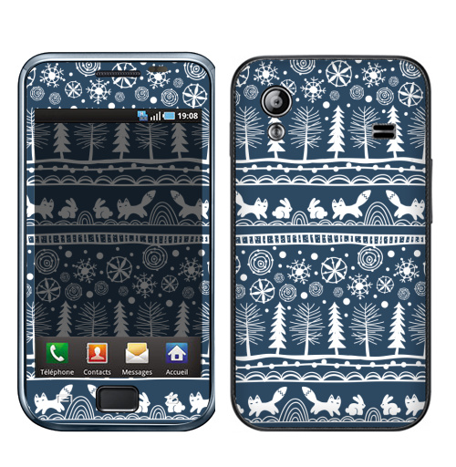 Наклейка на Телефон Samsung Galaxy Ace (S5830) Зимний лес,  купить в Москве – интернет-магазин Allskins, зима, лиса, лес, деревья, заяц, забавный, паттерн, снег