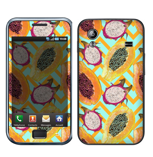 Наклейка на Телефон Samsung Galaxy Ace (S5830) Принт с фруктами,  купить в Москве – интернет-магазин Allskins, тропики, джунгли, паттерн, текстура, драконий, фрукты, папайя, экзотика