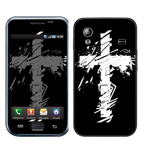 Наклейка на Телефон Samsung Galaxy Ace (S5830) Крест во всю грудь,  купить в Москве – интернет-магазин Allskins, черно-белое, татуировки, гранж, крест, христианство, святое, черный