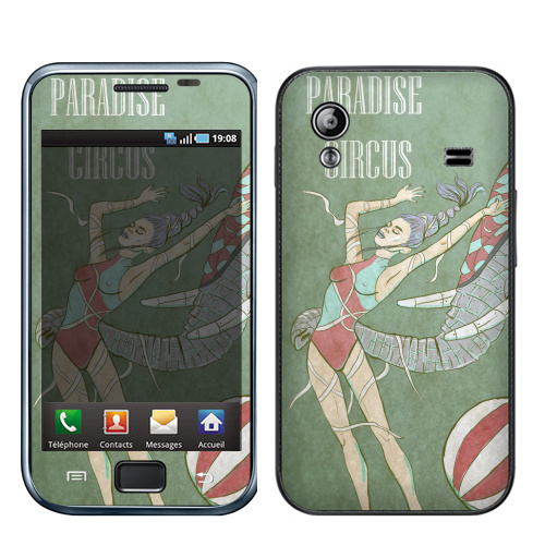 Наклейка на Телефон Samsung Galaxy Ace (S5830) Райский цирк,  купить в Москве – интернет-магазин Allskins, цирк, слоны, девушка, акробат, футбол, фантастика