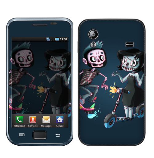 Наклейка на Телефон Samsung Galaxy Ace (S5830) АНДЕД ХИПСТЕРЫ,  купить в Москве – интернет-магазин Allskins, мертвый, мертвец, зомби, девушка, скелет, скейтборд, самокат, спорт, панк