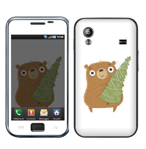 Наклейка на Телефон Samsung Galaxy Ace (S5830) Новогодний Мишка,  купить в Москве – интернет-магазин Allskins, медведь, новый год, персонажи, детские