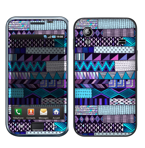Наклейка на Телефон Samsung Galaxy Ace (S5830) Полосатый узор. Синие тона,  купить в Москве – интернет-магазин Allskins, полоска, паттерн, дудлы, геометрия, розовый, синий, полосатый, графика