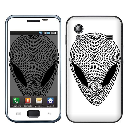 Наклейка на Телефон Samsung Galaxy Ace (S5830) УФО БЛЭК,  купить в Москве – интернет-магазин Allskins, одноцветный, инопланетяне, графика, космос, черно-белое