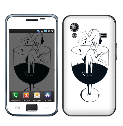 Наклейка на Телефон Samsung Galaxy Ace (S5830) Винишко,  купить в Москве – интернет-магазин Allskins, черно-белое, девушка, графика, вино