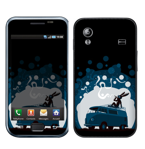 Наклейка на Телефон Samsung Galaxy Ace (S5830) Night Scene '11,  купить в Москве – интернет-магазин Allskins, 300 Лучших работ, крыша, sfsf, синий, заяц, дым, ночь, Фольксваген, черный