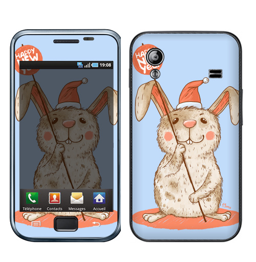 Наклейка на Телефон Samsung Galaxy Ace (S5830) Happy NEW year,  купить в Москве – интернет-магазин Allskins, новый год, улыбка, животные, пикник, заяц