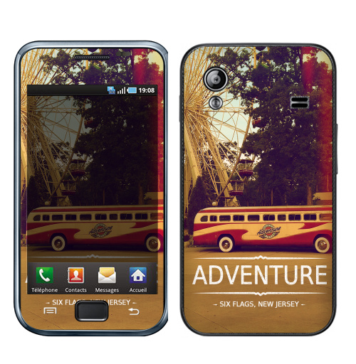 Наклейка на Телефон Samsung Galaxy Ace (S5830) Adventure,  купить в Москве – интернет-магазин Allskins, надписи на английском, типографика, автомобиль, NY, приключения, природа, текстура, джерси, Америка