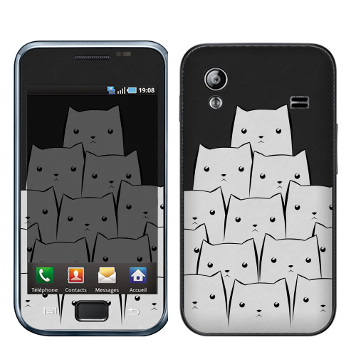 Наклейка на Телефон Samsung Galaxy Ace (S5830) White Cats,  купить в Москве – интернет-магазин Allskins, уши, черный, кошка, белый, животные, черно-белое, 300 Лучших работ
