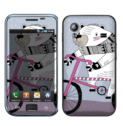 Наклейка на Телефон Samsung Galaxy Ace (S5830) Мишка на велике,  купить в Москве – интернет-магазин Allskins, милые животные, персонажи, медведь, велосипед, животные