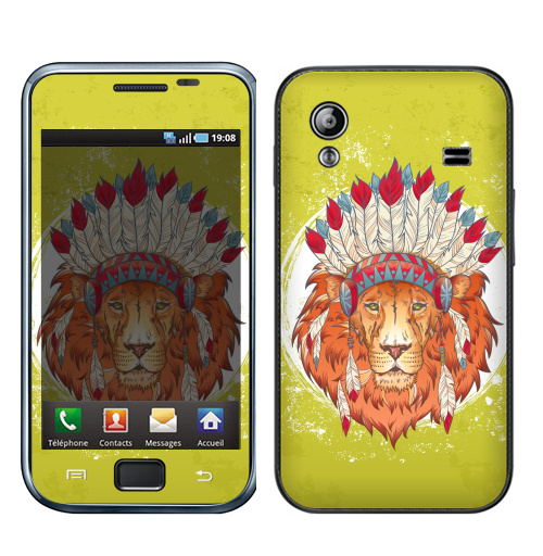 Наклейка на Телефон Samsung Galaxy Ace (S5830) ВОЖДЬ ЗВЕРЕЙ,  купить в Москве – интернет-магазин Allskins, индеец, животные, лев, иллюстация, перья