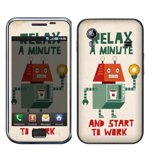 Наклейка на Телефон Samsung Galaxy Ace (S5830) Расслабься,  купить в Москве – интернет-магазин Allskins, надписи на английском, персонажи, позитив, надписи, робот